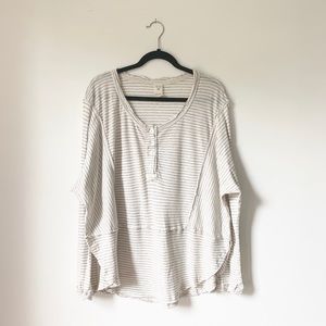 Free People Striped Henley Tee